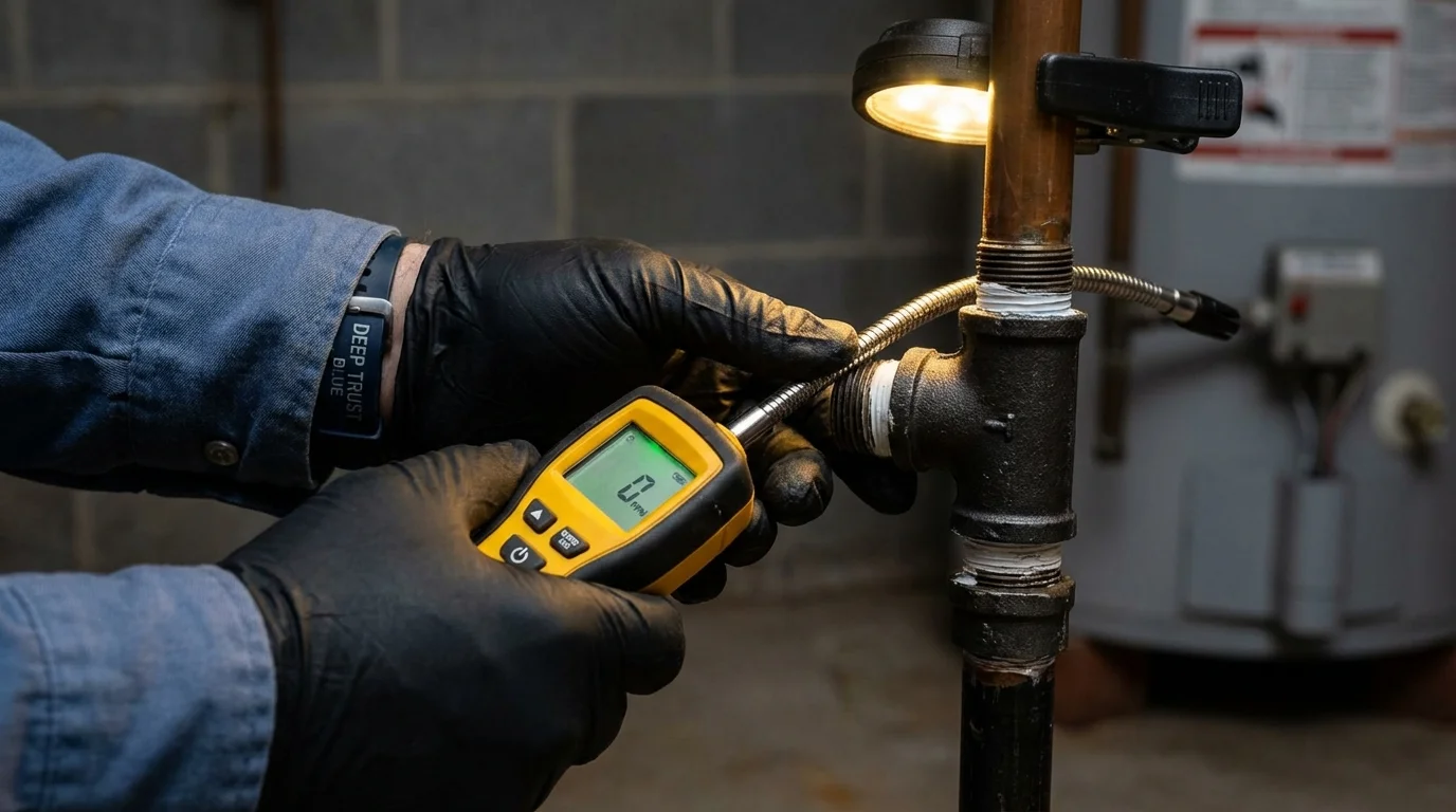Gas leak detection with electronic sniffer by Johns Plumbing LLC in Hale Center